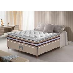 Conjunto Cama Box Casal de Molas Ensacadas D33 com Pillow top Cama inBox Select 138x188x71 Bege