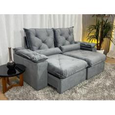 Sofá Retrátil Reclinável 2,00 m Cinza 502 Zuqui Plus - MASTER