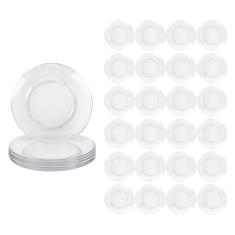 Jogo 24 Pratos 22cm Redondos Raso Temperado Astral Duralex