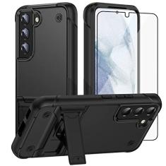 Asuwish Capa de celular para Samsung Galaxy S21 Plus S21+ 5G com película protetora de tela de vidro temperado e suporte fino, acessórios de célula híbrida de grau militar S21+5G S21plus 21S + S 21
