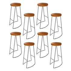 Kit 8 Banquetas Altas Industrial Madeira Maciça Peroba Rosa