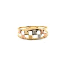 Anel de ouro 18k Quadriculado Tricolor - Elegancy Joias, 17