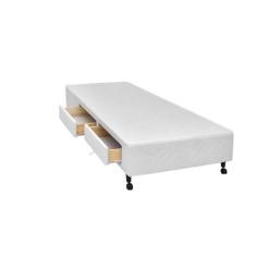 Cama Box Castor Solteiro Poli Branco com 2 Gavetas 79x198x27cm