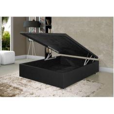 Cama Box Baú Casal Preto com Pistão A Gás - 138x188 - RR Colchões