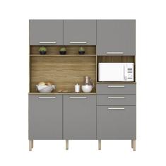 Armario De Cozinha Compacta 6 Portas 2 Gavetas Montesa Freijó gris