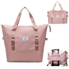 INVODA Bolsa de viagem para mulheres e homens, à prova d'água, expansível, bolsa de viagem para o fim de semana, bolsa de mão, separação a seco e molhado, natação, esportes, viagem, academia, Rosa