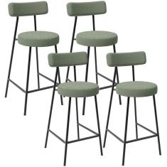Kit 04 Banquetas Baixa Para Cozinha Sala De Jantar Bar Bancada Milão L02 Bouclê Oliva