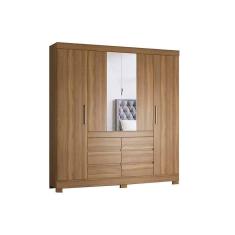 Guarda Roupa Casal 4 Portas E 6 Gavetas C/ Espelho Cádis Amêndola Touch - Demóbile