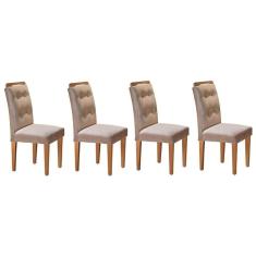 Cadeira Sala de Jantar Imperatriz Kit 4 Un Imbuia/Linho Turim - Rufato