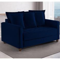 Sofa Cama Rocca Colchao Casal Talento Móveis Azul/Castanho