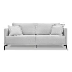 Sofá 2 Lugares Pé De Ferro Preto Rafaela 180 Cm Linho S04 - D`rossi Cor Grigio