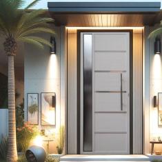 Porta Pivotante Solara Alumínio com Visor Puxador Tubolar 210 X 110 Lado Direito Branco