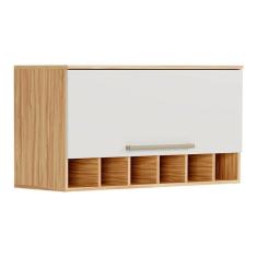Armário De Cozinha Modulado Nápoli  Adega C/ 1 Porta Basculante 80cm Amendoa/off White - Ronipa