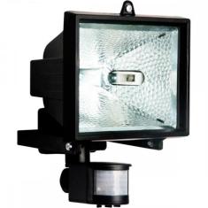 Refletor Brasfort Com Sensor Halogena 500W Preto 8903, Preto