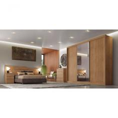 Guarda Roupa Casal Com Espelho 3 Portas 8 Gavetas - Sollo-cumaru - Móveis Horizonte