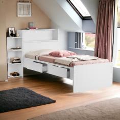 Cama Isa Solteiro Branco Com Colchão Cambel