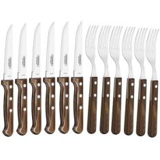 Conjunto de Talheres Tramontina 12 Peças - Jumbo Polywood, Castanho, 1