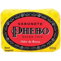 Sabonete em Barra 90g Odor de Rosas Base Vegetal Phebo, 1, 90g
