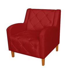 Poltrona Decorativa Munique Pés Trapézio Suede Vermelho - DS Estofados