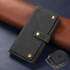 Capa tipo carteira de luxo para Samsung Galaxy S8 S9 S10 S10E S20 S21 S22 Plus Ultra Note 20 8 9 10 S Capa de couro para celular, preta, para Galaxy S9 Plus