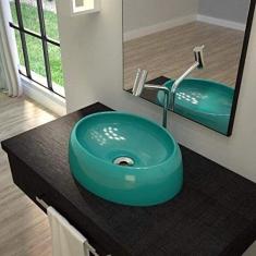 Cuba de Apoio para Banheiro OV39W Capri Compace Azul Turquesa