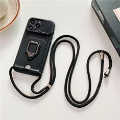 Capa de anel de cartão de cordão de lente deslizante para Samsung S23 S22 Ultra Plus A52 A72 A22 A32 A12 A51 A13 A23 A53 A73 A71 Capa, preto, para A72