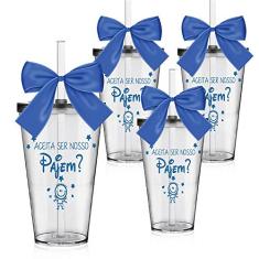 4 Copos Convite Personalizados para Pajem - Disney