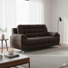 Sofá 3 Lugares Linoforte Mercury Revestido em Tecido Suede Encosto Fixo - 200cm de Largura