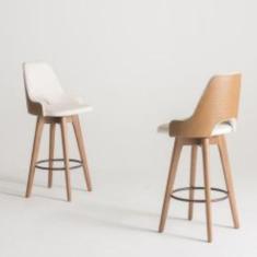 Conjunto 2 Banquetas Lary Decorativa Giratória Linha Alta-frente Linho-costas Sintético Marrom