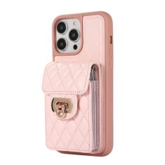 Capa tipo carteira com alça de ombro para iPhone 15 Pro Max 14 13 12 11 Pro Max 15 Plus 13 Pro, capa traseira de couro com bolso para cartão, rosa, para iPhone 12