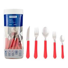 Faqueiro Tramontina Inox 20 Peças Leme, Vermelho, 20 peças