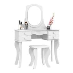 Penteadeira Princesa 04 Gavetas e Banqueta Branco - Patrimar Móveis, B