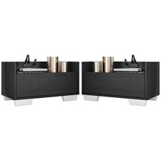 Kit c/ 2 Mesas de Cabeceira 60 cm c/Pés Quadrados Multimóveis Preta/branca