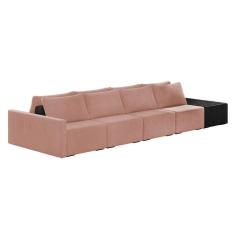 Sofá Ilha 4 Lugares Living 432cm Modulado Lary Veludo Rosê Pu Pto K01 - D`rossi
