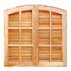 Janela Veneziana de Abrir Arco 4 Folhas em Madeira Maciça Cedro Arana 