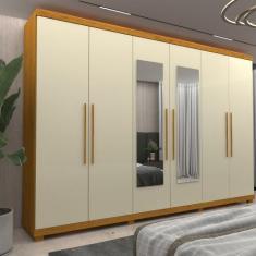 Guarda Roupa Casal Espelho Pés 6 Portas 4 Gavetas Absolut New Gelius, 