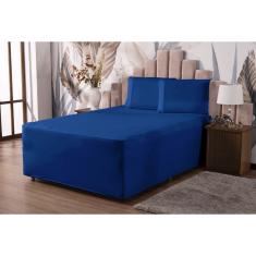 Lençol Solteiro Luva com Elástico Veste Colchão + Box Conjugado Malha Gel Spandex 1pç Azul Royal