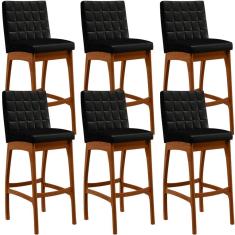 Kit 06 Banquetas Altas Mila Facto Preto