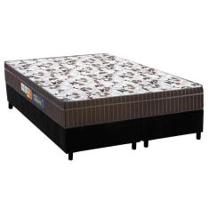 Cama Box Queen: Colchão Anatômico Polar D28/Ep Orthoface Firme + Base Crc Suede Black(158X198)