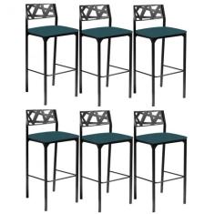 Kit 6 banquetas Luiza Azul turquesa-Gat Magazine