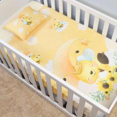 Jogo de Lençol de Berço Americano 3 Peças Infantil Bebês Estampado Fro