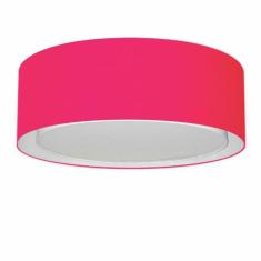 Plafon Cilíndrico Duplo Vivare Md-3037 Cúpula Em Tecido 60x25cm - Bivolt Rosa-pink 127/220v