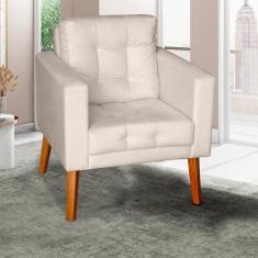 Sofá/poltrona/cadeira Decorativa Glamour Dubai Com Pés Em Madeira Bege