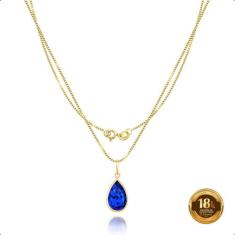 Cordão Feminino Veneziana Ouro 18k Gota De Zircônia    - Sofistgold, A