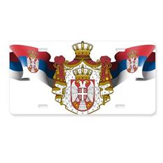 DIYthinker Placa de licença com emblema nacional da Sérvia para decoração de aço inoxidável para automóveis