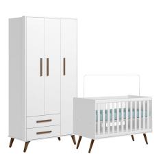 Quarto de Bebê Qencanto com Roupeiro e Berço Qmovi Branco