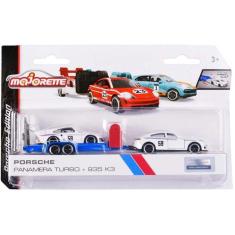 Miniatura Majorette Porsche Race Trailer Panamera Turbo + 935 K3 1/64 Metal Branco