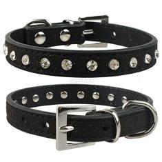 Coleiras De Gato De Strass Embutidos Coleiras De Gato De Camurça Ajustáveis ​​Coleiras De Gato Chihuahua Personalizadas Coleiras De Segurança De Gato Personalizadas Suprimentos Para Gatos,Preto