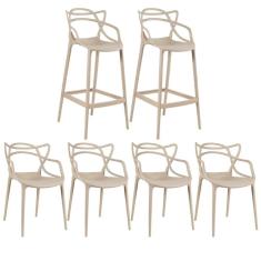 4 Cadeiras + 2 Banquetas Altas Masters Allegra Nude