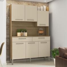 Armário De Cozinha Compacta 6 Portas 2 Gavetas Modena - Freijó-vanilla Freijó-vanilla